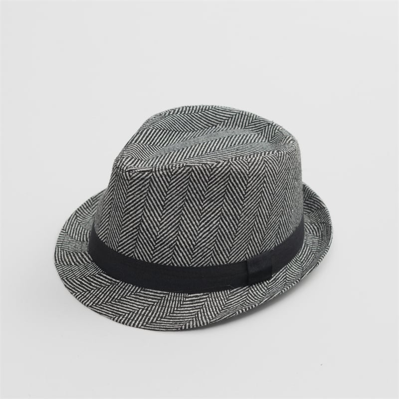 Customized Fedora Trilby Felt Hat Men Unisex Stripe Classic Women Wool Fabric Shaped Hat