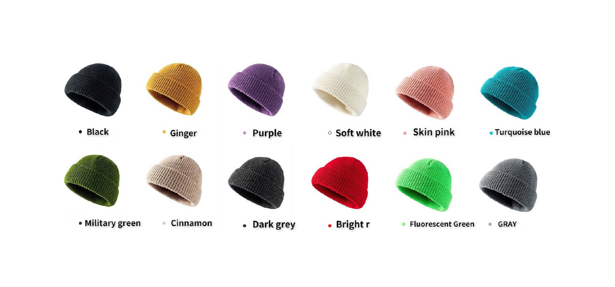 Custom Knitted Winter Cap Embroidery Logo Wool Acrylic Cuffed Plain Beanie Hat