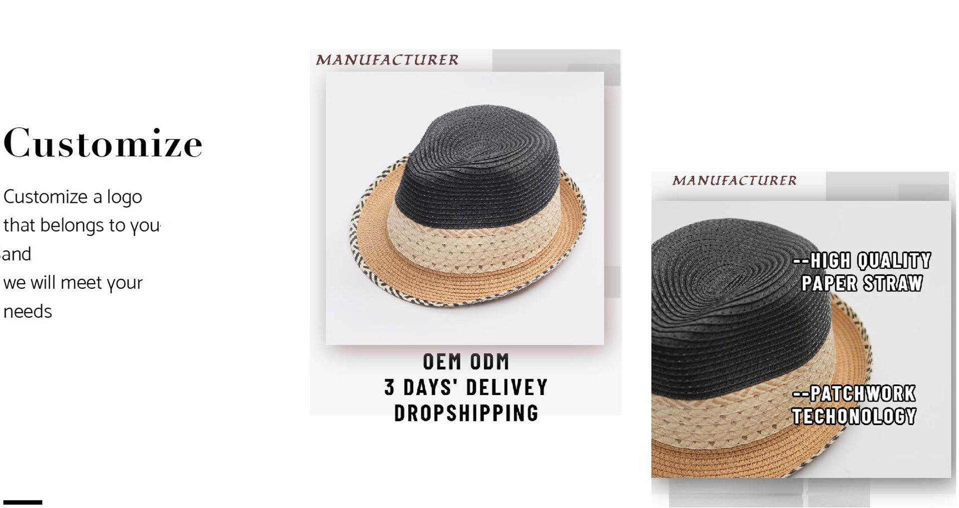 Wholesale Gentleman Jazz Short Brim Summer Beach Sun Caps Straw Trilby Fedora Hat With Custom Logo