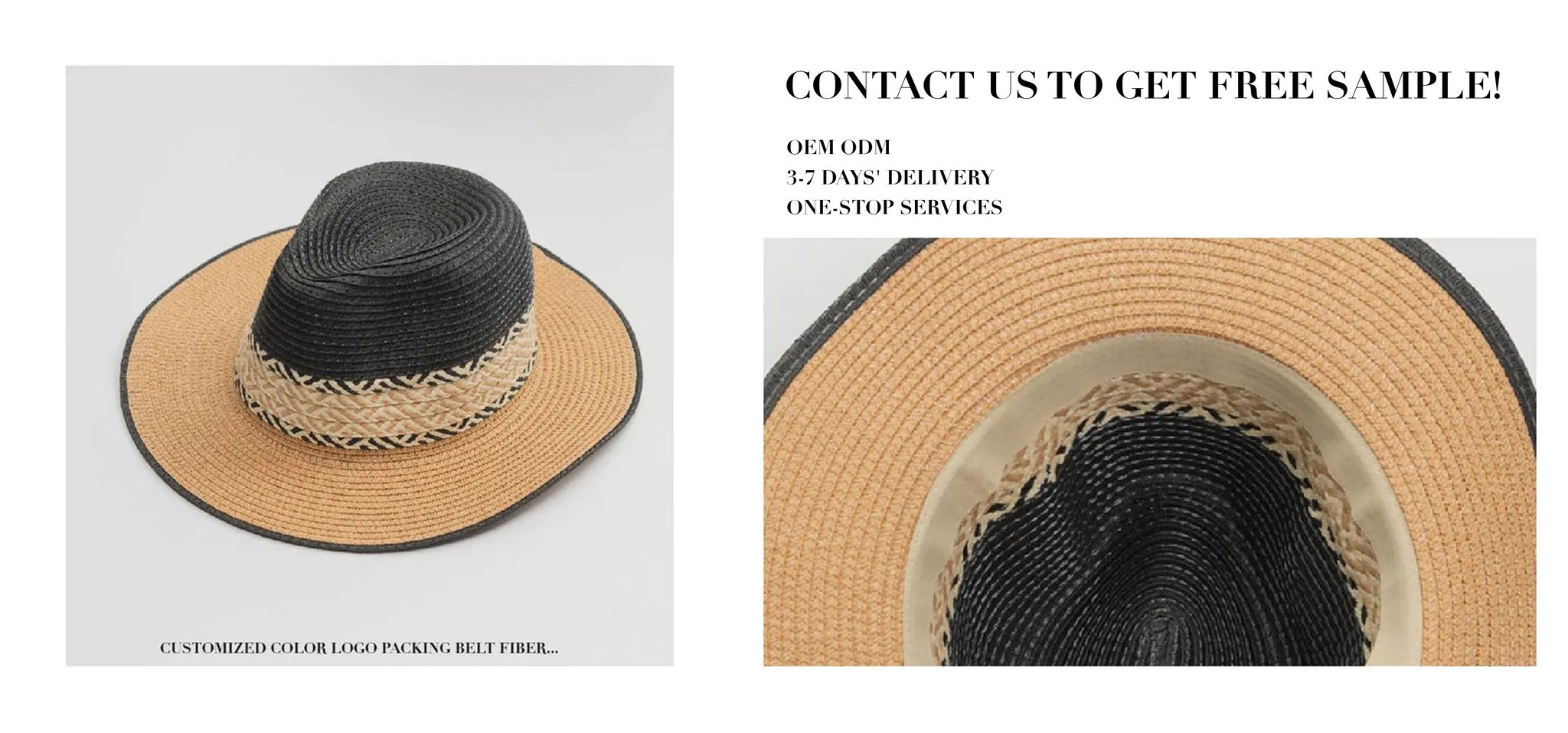 Contrasting Colors Womens Adult Paper Panama Straw Fedora Hat Sun Hats For Women Men Wide Brim