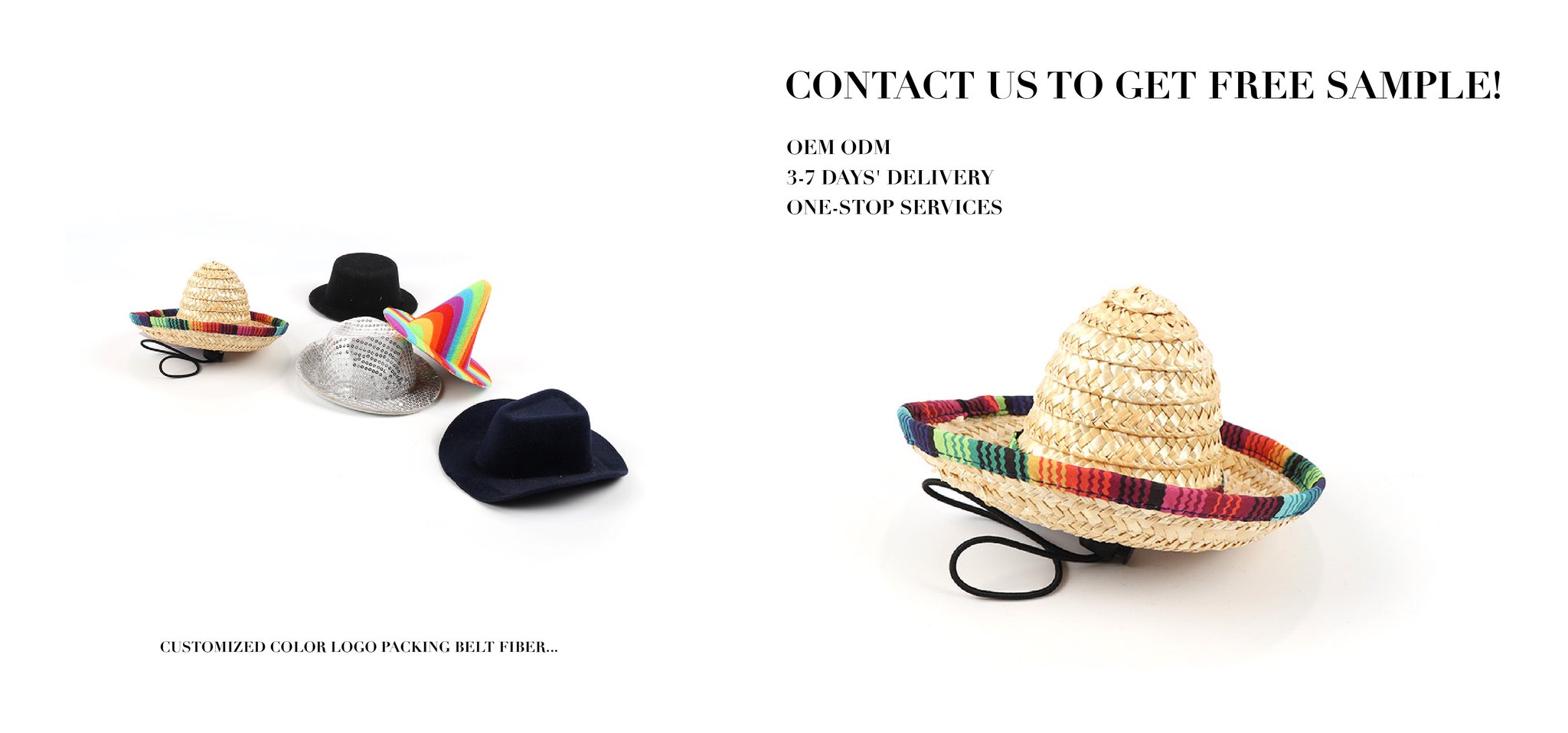 Wheat Colorful Sombrero Pet'S Dog'S Cat'S Mexico Straw Hat Supplier For Small Pets/Puppy/Cat