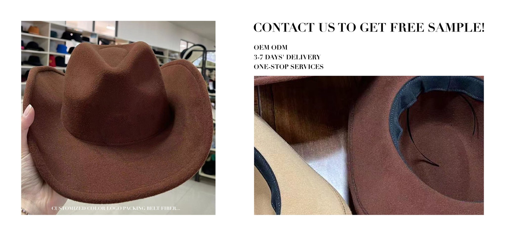 Custom Faux Wool Cowboy Felt Hat Cheap High Quality Promotional Shape-Able Western Jazz