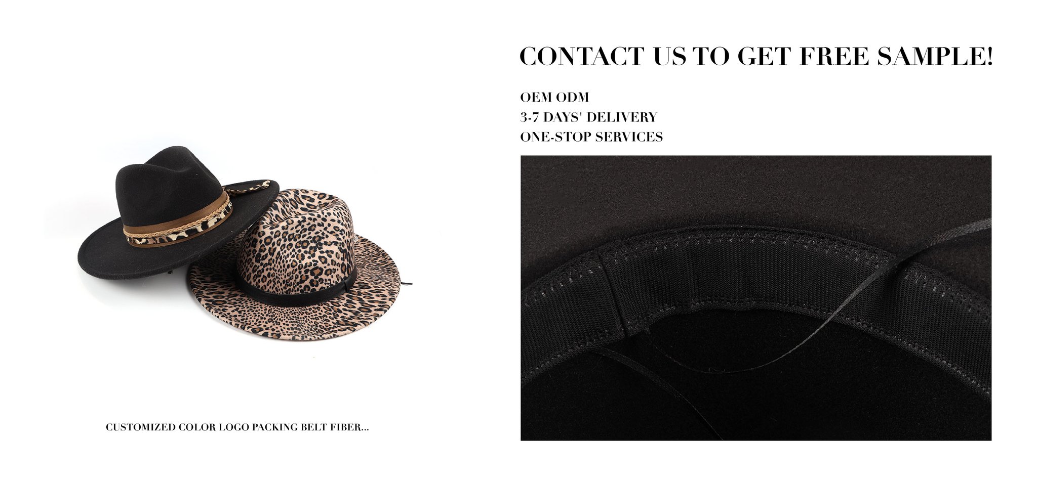 Woolen Fabric Panama Fedora Felt Hat With Leopard Print Decoration