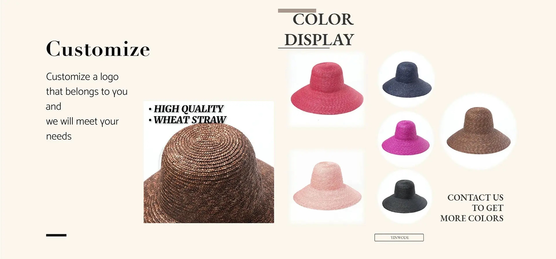 Various Colors Wide Brim Summer Sun Natural Wheat Round Dome Bucket Straw Hat