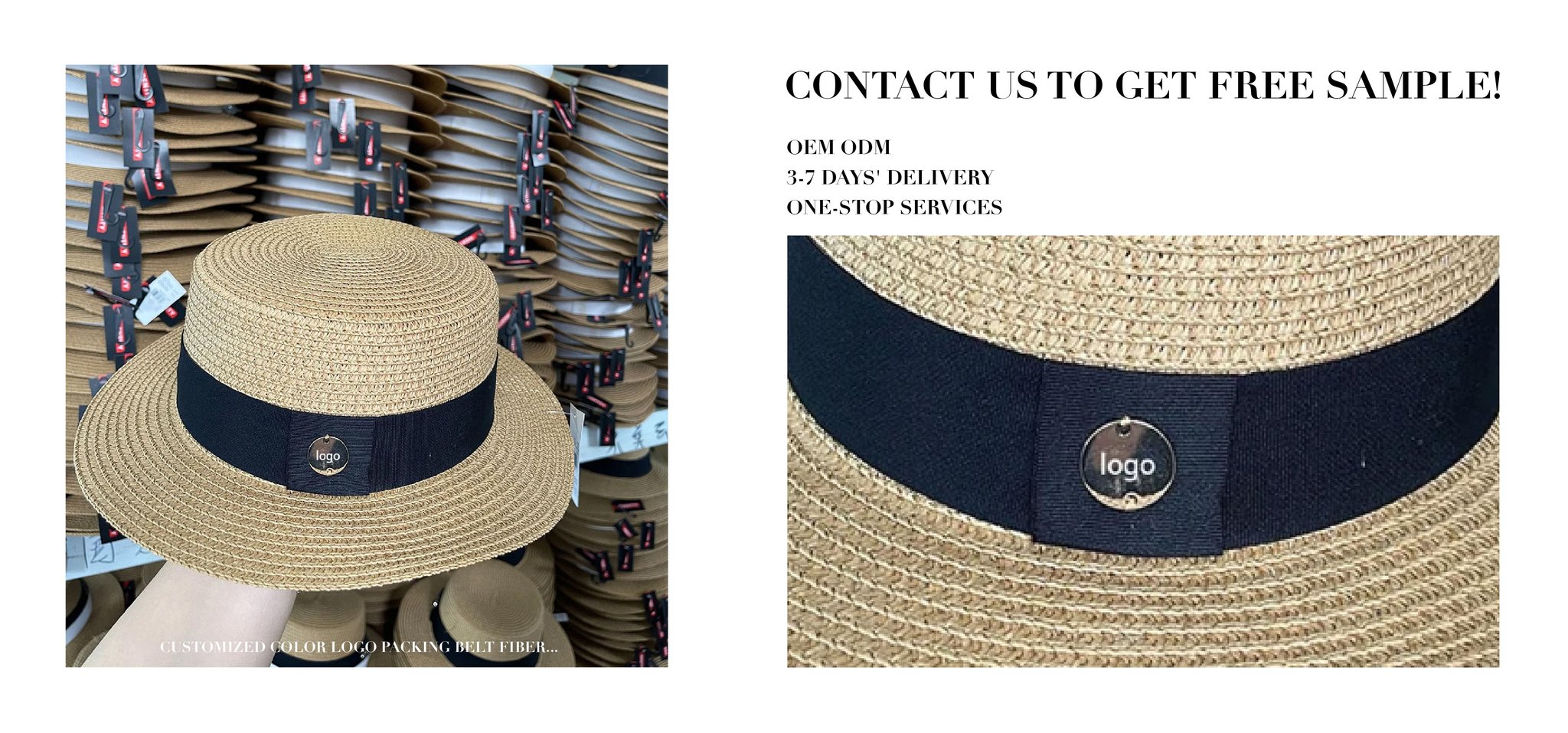 New Bulk Flat Topper Straw Hat Sombreros De Paja With Customized Metal Logo