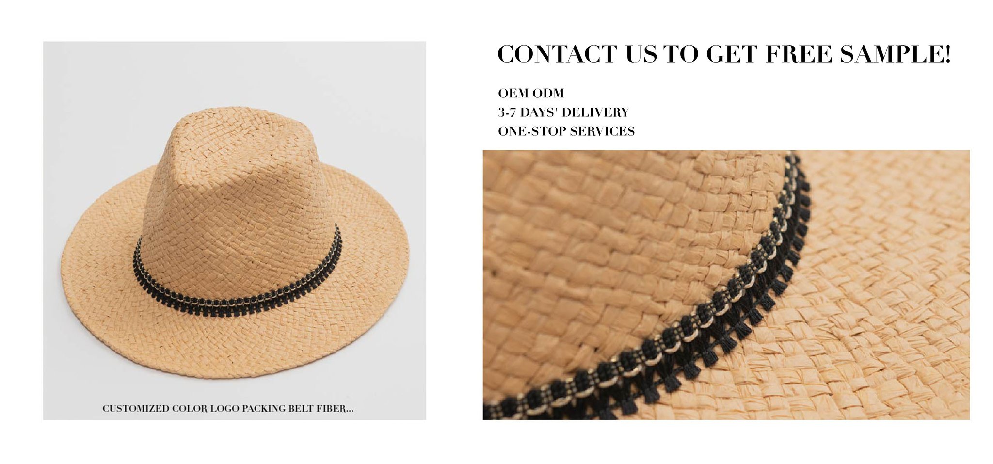 Custom Straw Fedora Hat Hot Sale Super Quality Summer Natural Imitated Raffia Lala Summer Panama Hat