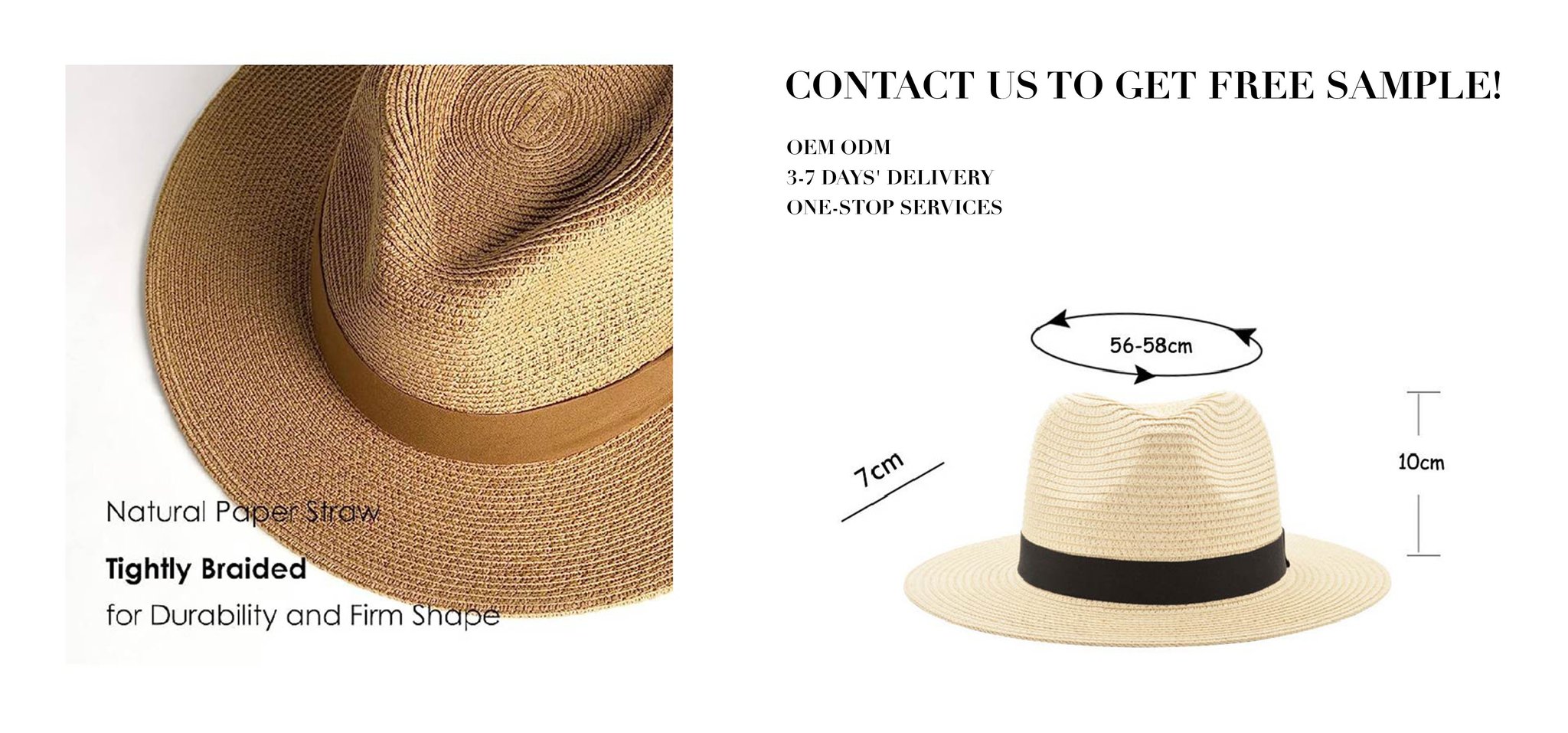 Women's Beach Sun Hat Upf50+ Adjustable Wide Brim Straw Panama Fedora Roll Up