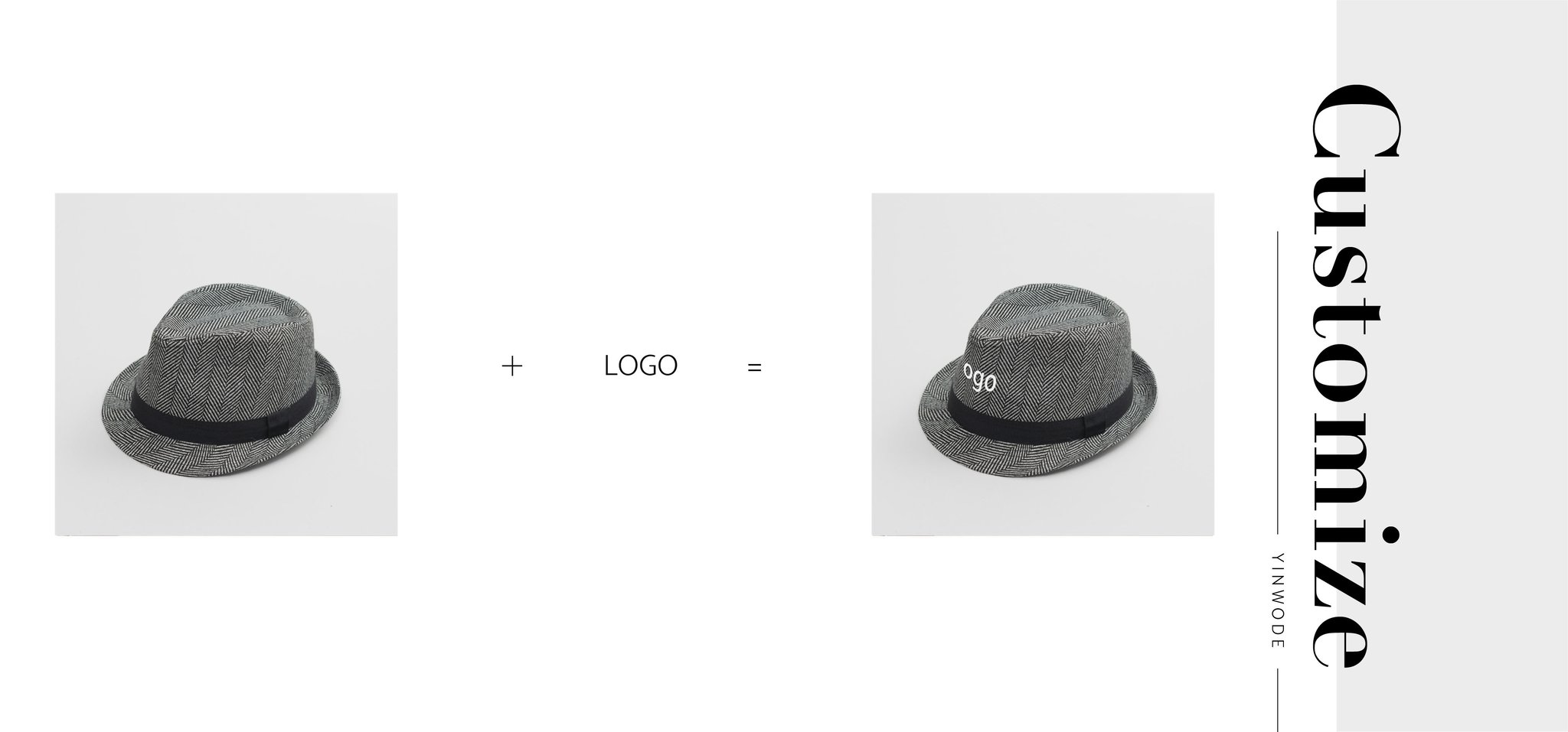 Customized Fedora Trilby Felt Hat Men Unisex Stripe Classic Women Wool Fabric Shaped Hat