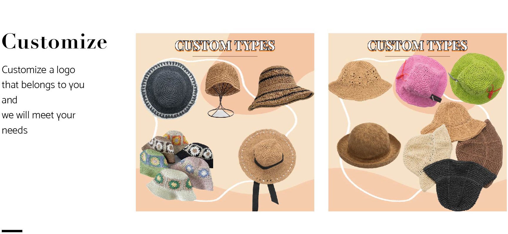 Oem Odm Straw Bucket Hat Foldable Packable Striped Crochet Breathable Handmade Beach Hat For Women