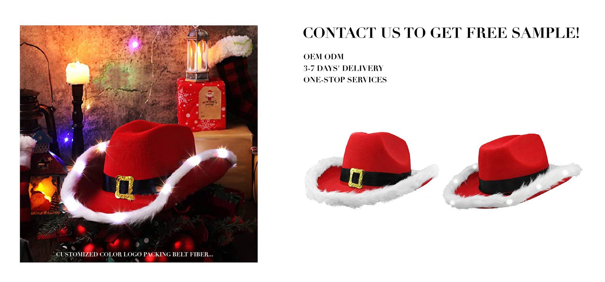 Christmas Santa Cowboy Hats Funny Costume Plush Unisex Holiday Festival For Men And Women