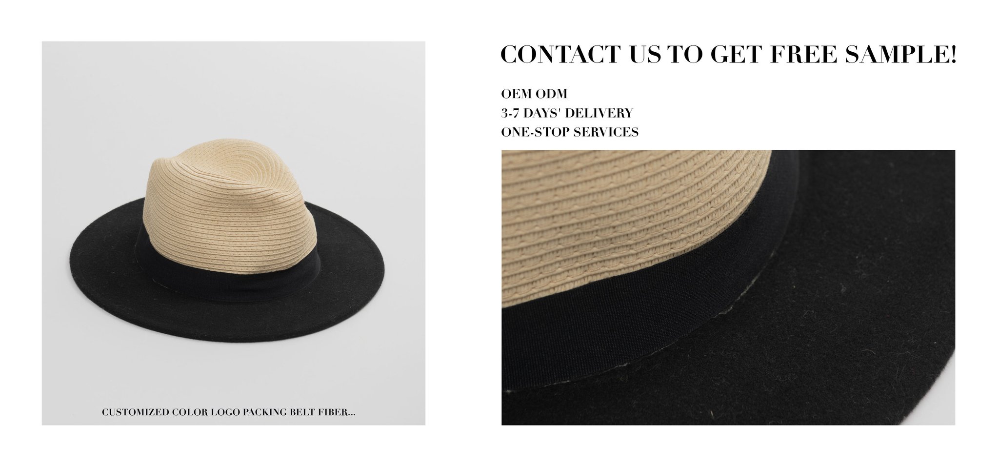 Oem Odm Spliced Paper Rope Straw Panama Fedora Hat