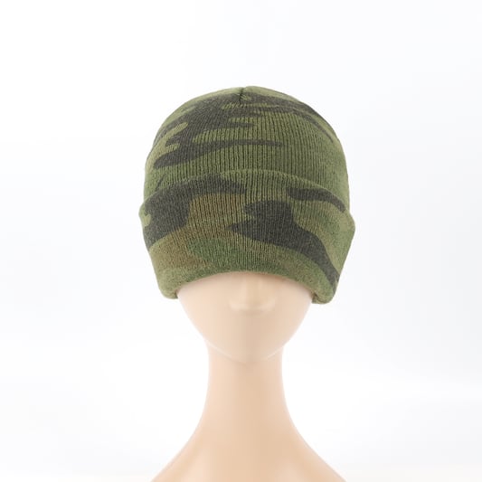 Camouflage Warm Acrylic Beanie Winter Knit Cuff Cold Hat Cap Scarf Set