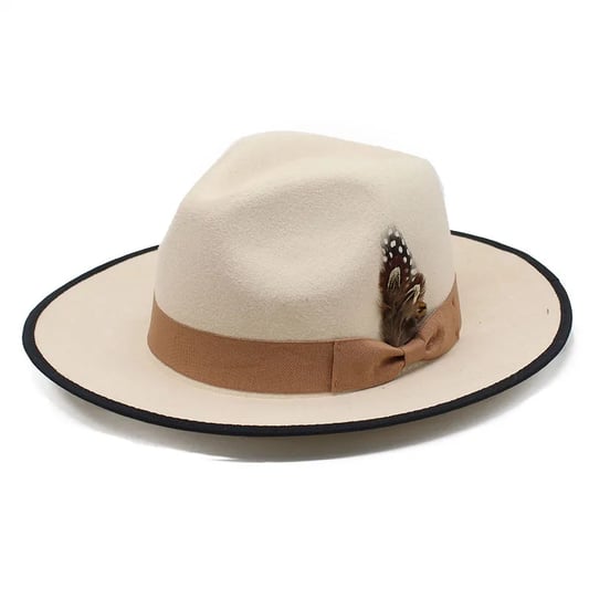 Custom OEM ODM Panama Fedora Felt Hat With Feather