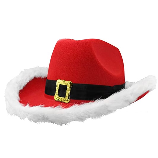 Christmas Santa Cowboy Hats Funny Costume Plush Unisex Holiday Festival For Men And Women