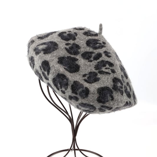 Custom Printing Beret Cap Hat French Traditional Artist Wool Leopard For Woman