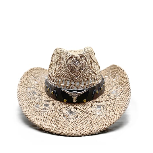 Wholesale Cowgirl Cowboy Straw Hat Retro Paper Rope Crochet With Custom Logo