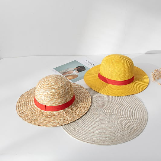 Luffy Straw Hat Hot Japanese Cartoon Sunscreen Cosplay Neck String Anime Flat Hats Supplier For Adult