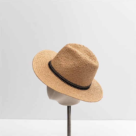 Custom Straw Fedora Hat Hot Sale Super Quality Summer Natural Imitated Raffia Lala Summer Panama Hat