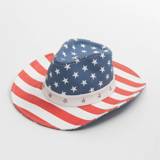 Customized Logo  Cowboy Cowgirl Straw Hat Usa Flag Men Paper Cloth