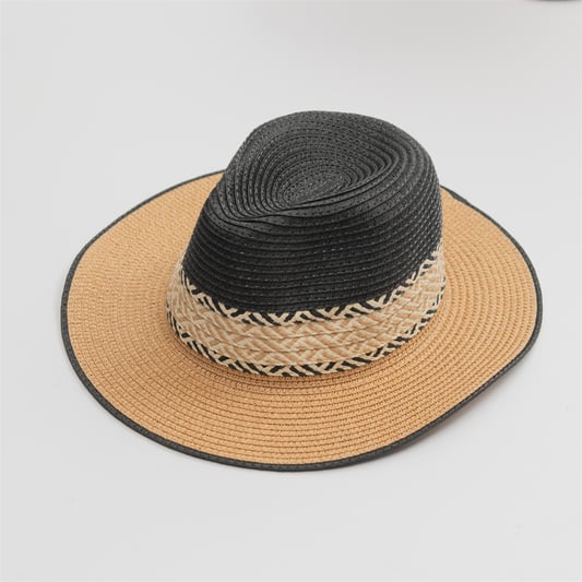 Contrasting Colors Womens Adult Paper Panama Straw Fedora Hat Sun Hats For Women Men Wide Brim