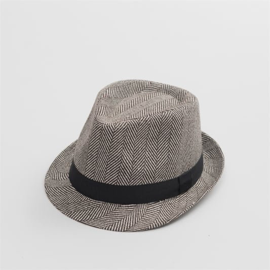 Customized Fedora Trilby Felt Hat Men Unisex Stripe Classic Women Wool Fabric Shaped Hat