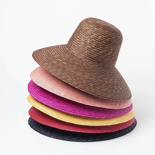 Various Colors Wide Brim Summer Sun Natural Wheat Round Dome Bucket Straw Hat